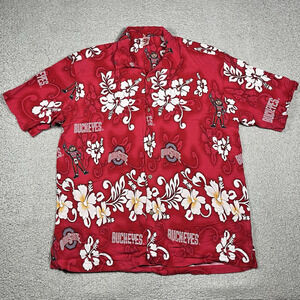 Ohio State Buckeyes Shirt Mens XL Hawaiian Camp Football Rayon Spike Sports NCAA